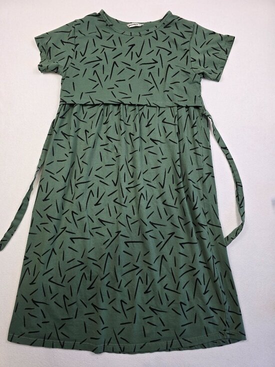 Paavay Dresses & Skirts - Green Small Short Sleeve Midi Dress With Belted Waist By Paavay